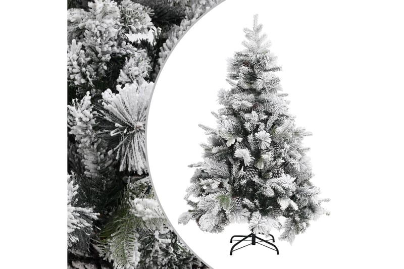 Juletre med flokket snø og kongler 150 cm PVC og PE - Plastjuletre