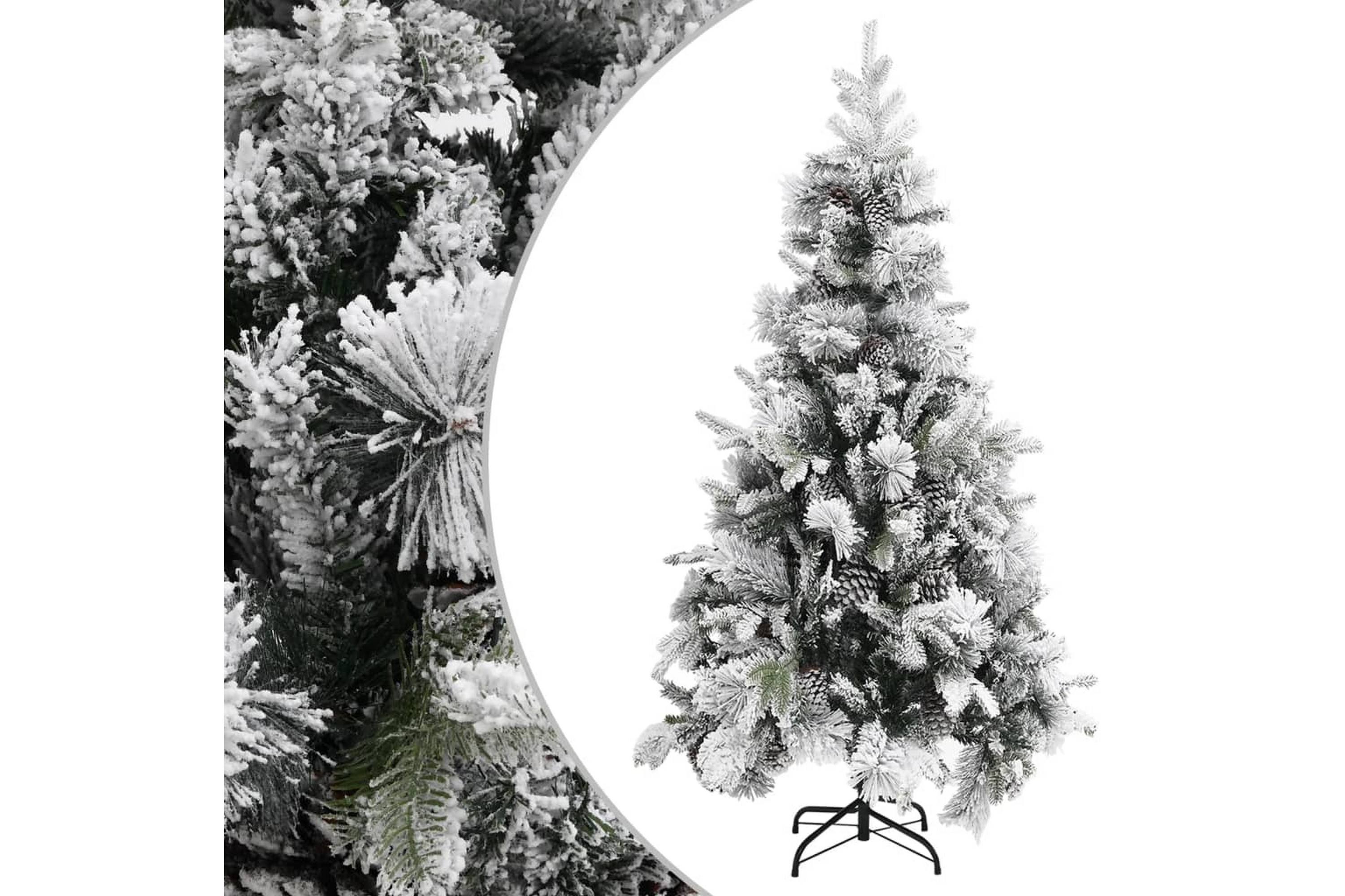 Be Basic Juletre med flokket snø og kongler 225 cm PVC PE -