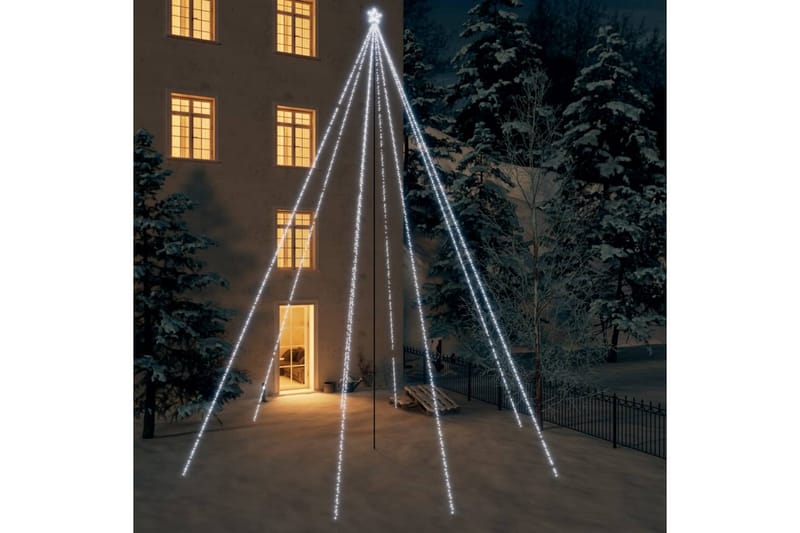 Juletrelys innendørs utendørs 1300 LED kaldhvit 8 m - Hvit - Plastjuletre