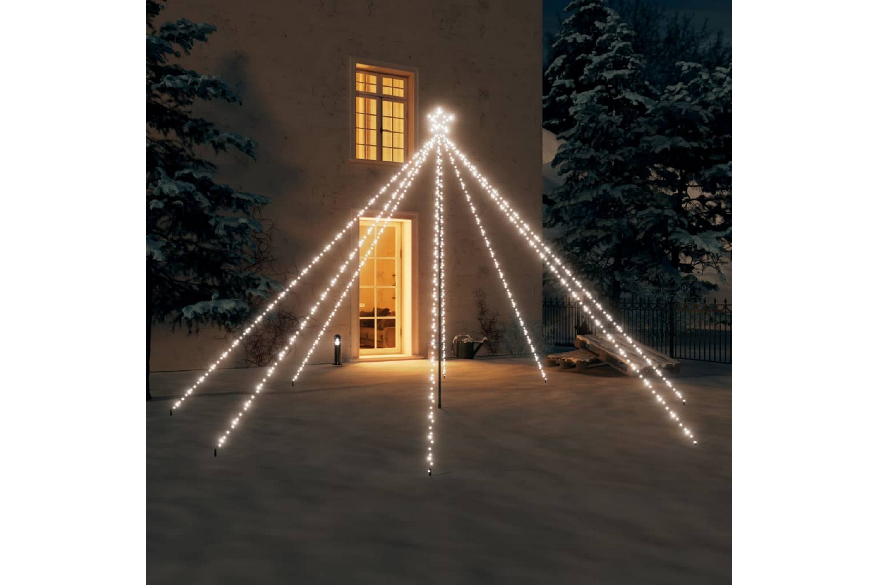 Be Basic juletrelys innendørs utendørs 576 LED kaldt hvitt 3,6 m - Hvit