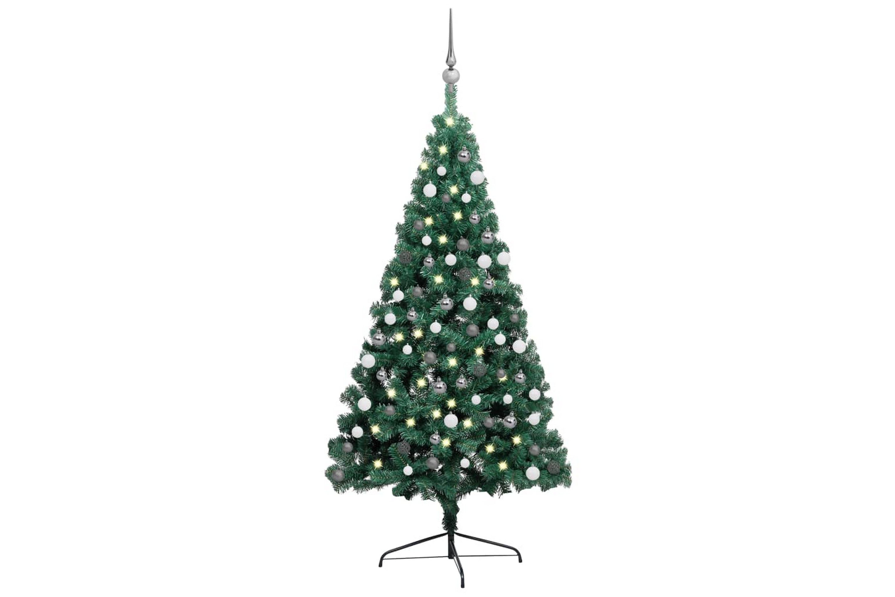 Be Basic Kunstig halvt juletre med LED og kulesett 120 cm grønn -