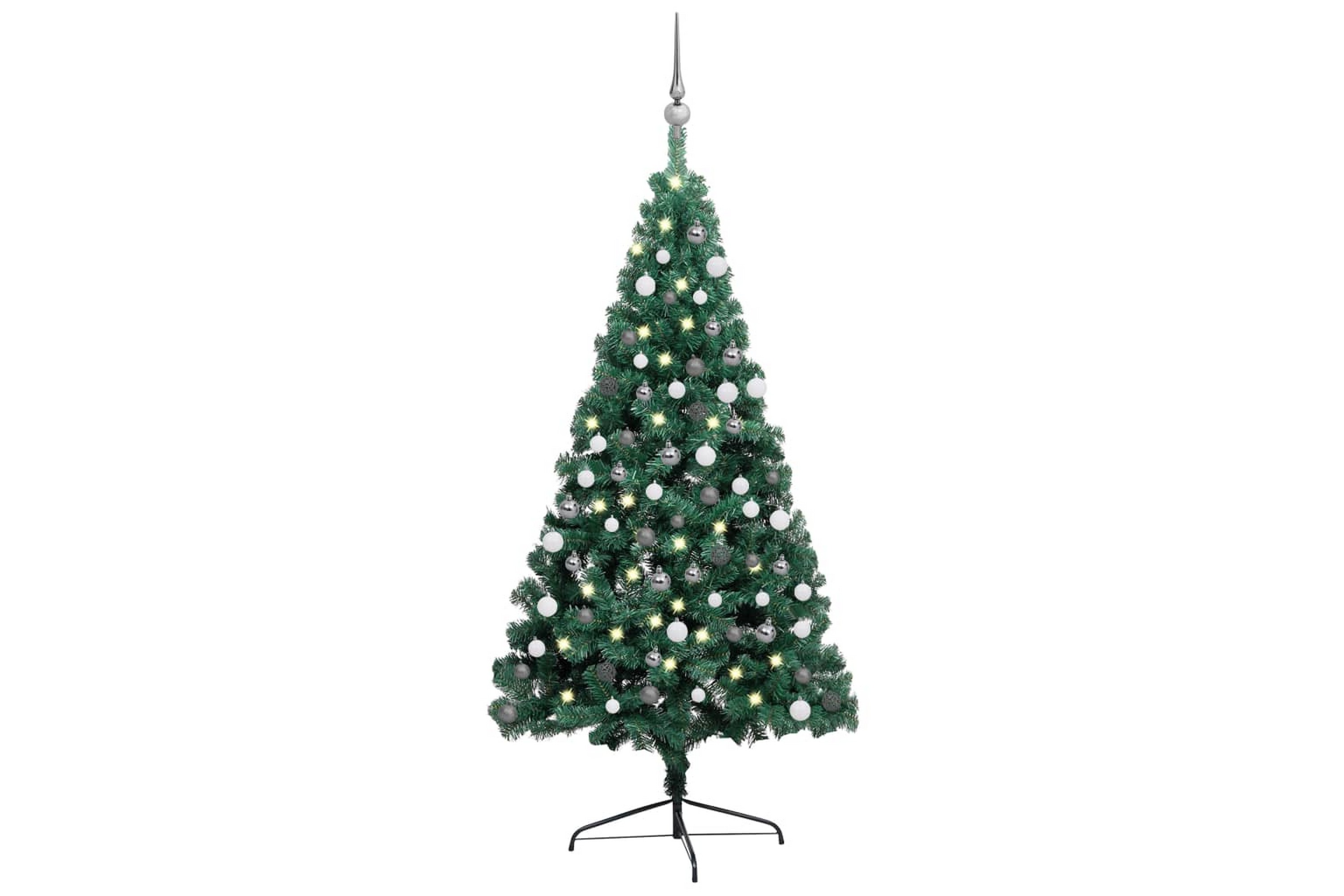 Be Basic Kunstig halvt juletre med LED og kulesett 180 cm grønn -