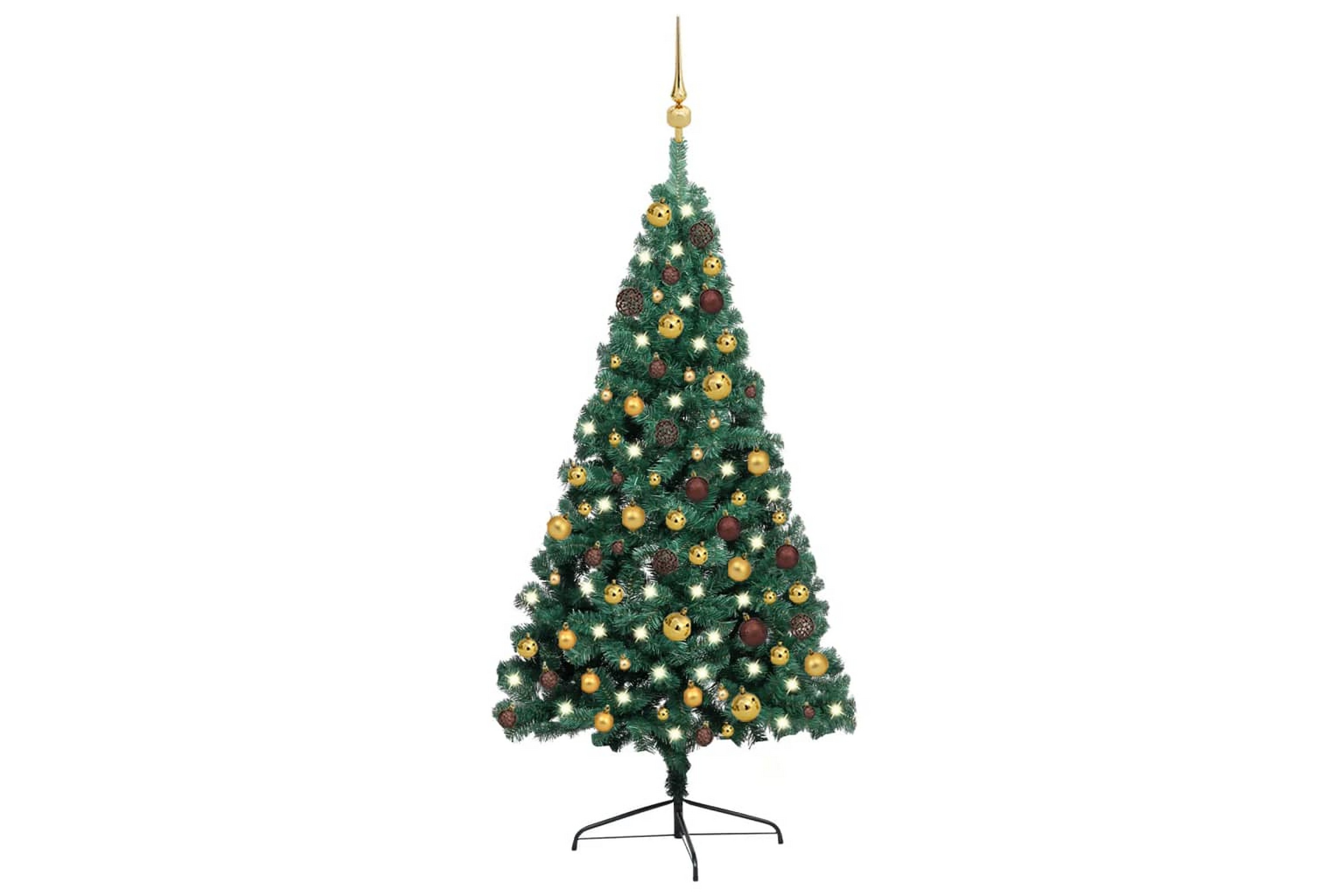 Be Basic Kunstig halvt juletre med lysdioder og kulesett 120 cm grønn -