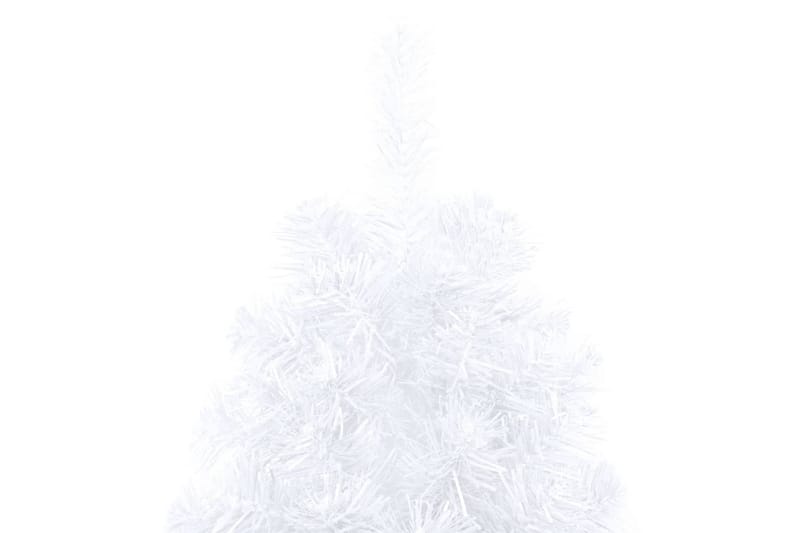 Kunstig juletre halvt med lysdioder og kuler 120 cm hvit - Plastjuletre