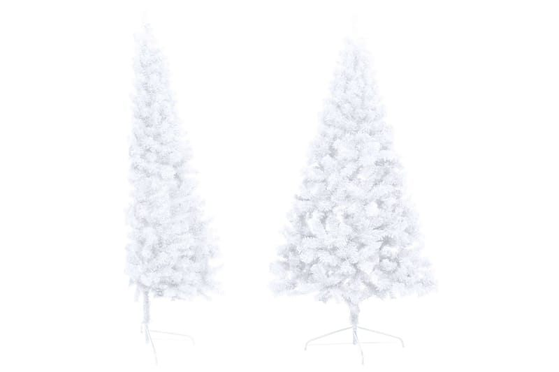 Kunstig juletre halvt med lysdioder og kuler 120 cm hvit - Plastjuletre