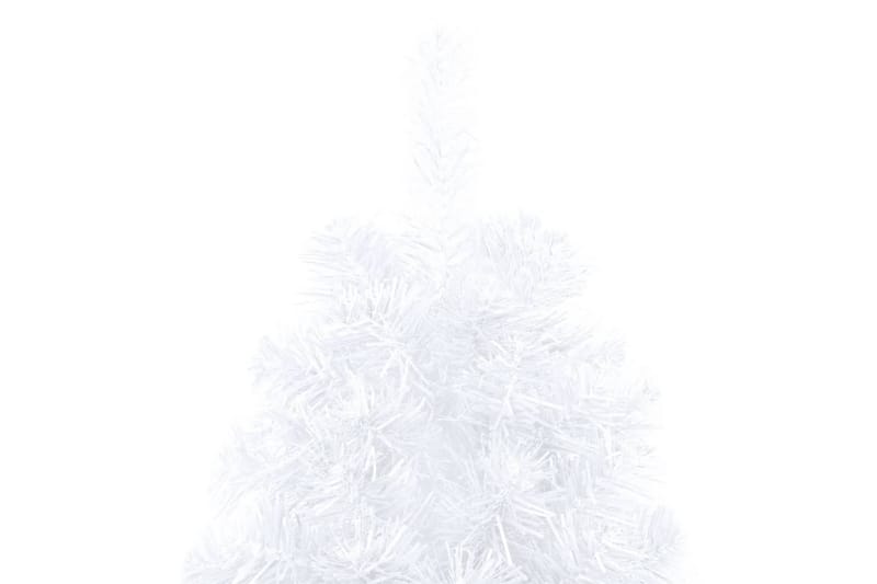 Kunstig juletre halvt med lysdioder og kuler 240 cm hvit - Plastjuletre