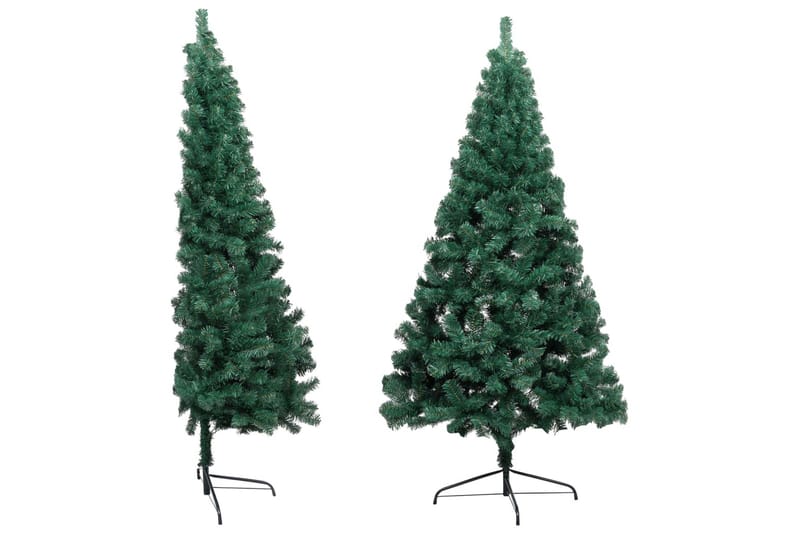 Kunstig juletre halvt med lysdioder og kulesett 240 cm grønn - Plastjuletre