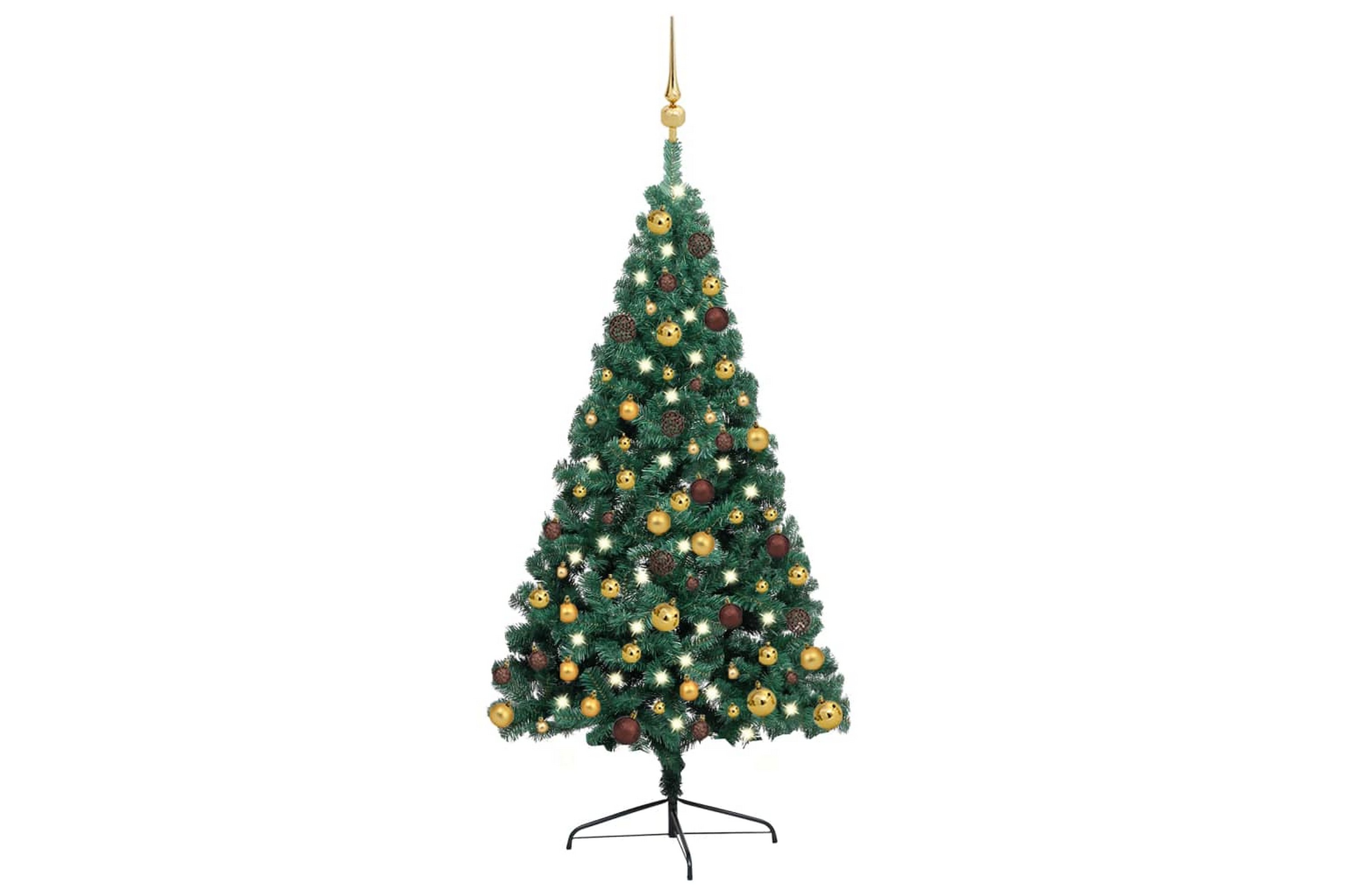 Be Basic Kunstig juletre halvt med lysdioder og kulesett 240 cm grønn -