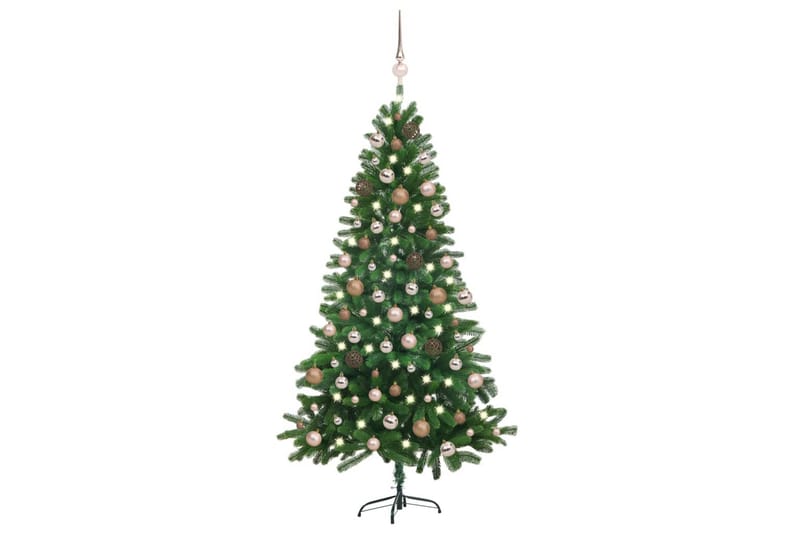 Kunstig juletre med LED og kulesett 180 cm grønn - Plastjuletre