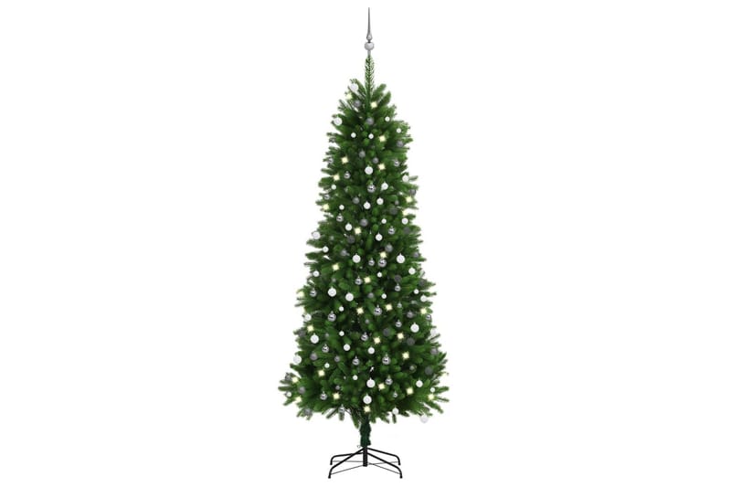 Kunstig juletre med LED og kulesett 240 cm grønn - Plastjuletre