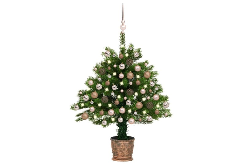 Kunstig juletre med LED og kulesett 65 cm grønn - Plastjuletre