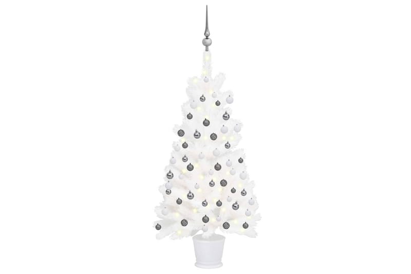 Kunstig juletre med LED og kulesett 90 cm hvit - Plastjuletre