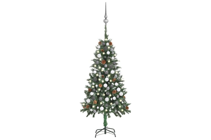 Kunstig juletre med LED og kulesett og kongler 150 cm - Plastjuletre