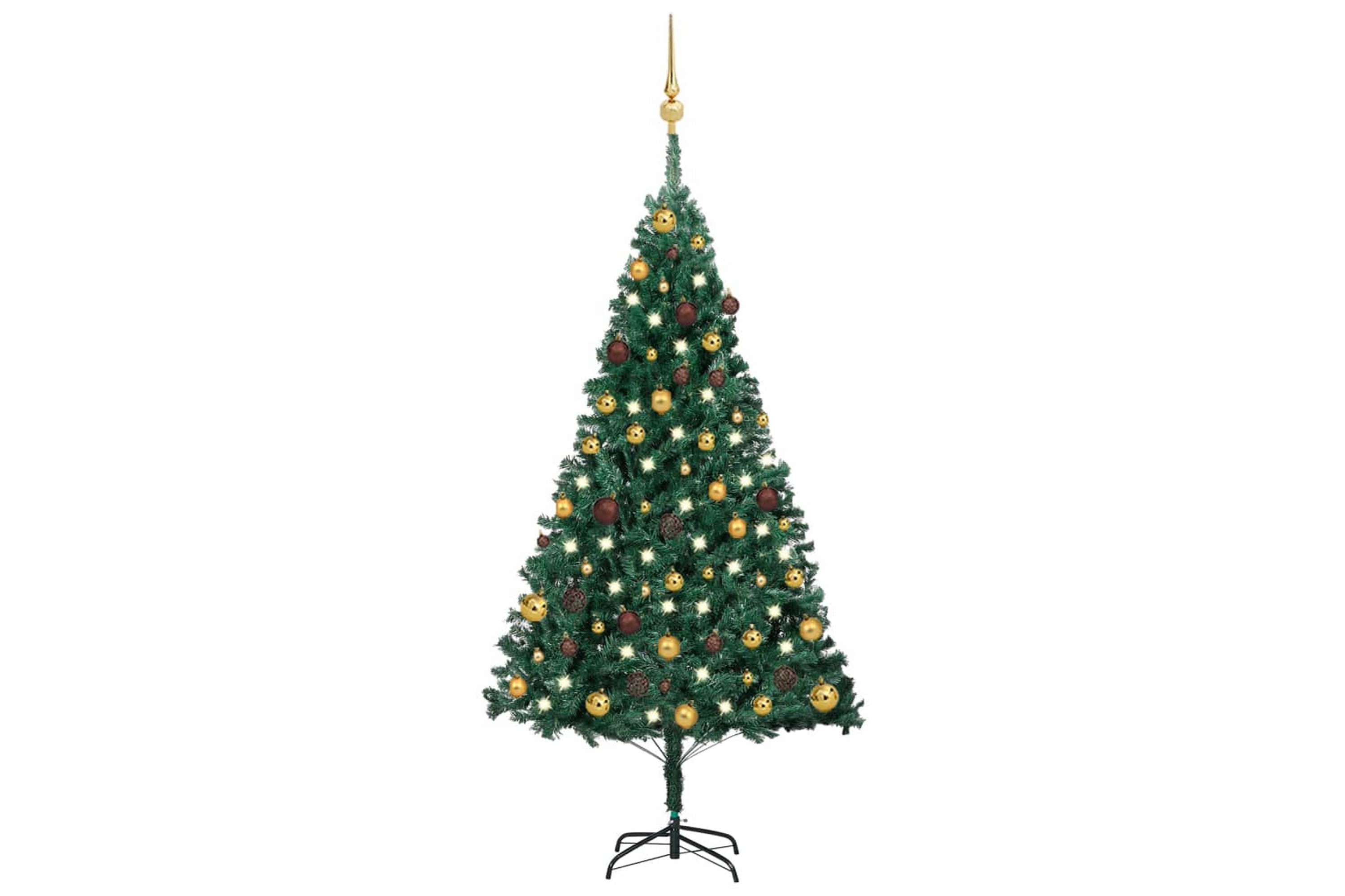 Be Basic Slankt kunstig juletre med LED og kulesett grønn 150 cm PVC -