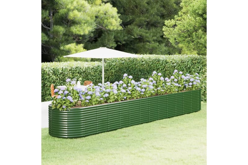 beBasic Utendørs plantekasse grønn 554x100x68 cm pulverlakkert stål - grÃ¸nn - Utepotter - Blomsterkasser