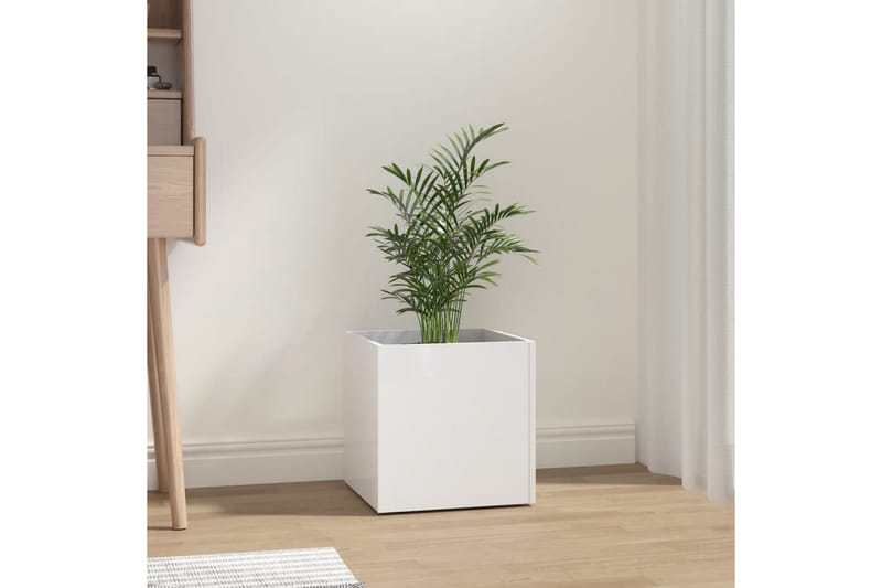 beBasic Plantekasse høyglans hvit 40x40x40 cm konstruert tre - Hvit - Utepotter - Blomsterkasser