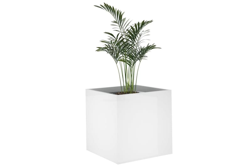 beBasic Plantekasse høyglans hvit 40x40x40 cm konstruert tre - Hvit - Utepotter - Blomsterkasser
