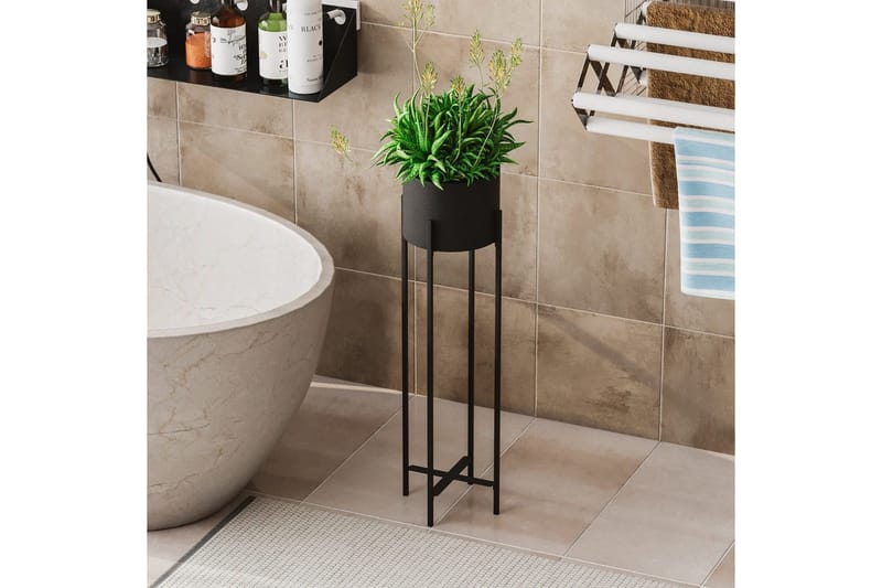 Dekorativ potte Mirven Svart 23 x 23 x 78 cm - 23 x 23 x 78 cm - Hagemøbler & utemiljø - Balkong & terrasse - Balkongdyrking