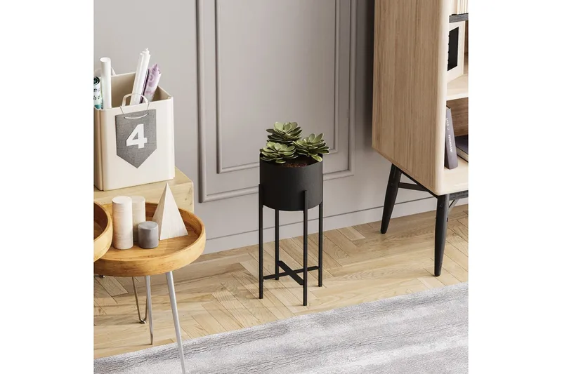 Dekorativ potte Mirven Svart 23 x 23 x 48 cm - 23 x 23 x 48 cm - Hagemøbler & utemiljø - Balkong & terrasse - Balkongdyrking