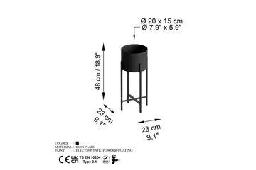Dekorativ potte Mirven Svart 23 x 23 x 48 cm - 23 x 23 x 48 cm - Hagemøbler & utemiljø - Balkong & terrasse - Balkongdyrking
