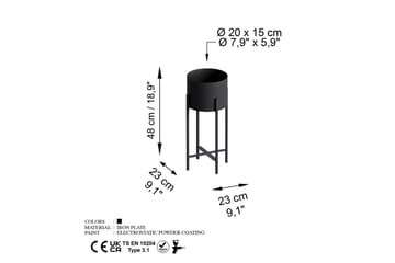 Dekorativ potte Mirven Svart 23 x 23 x 48 cm - 23 x 23 x 48 cm - Hagemøbler & utemiljø - Balkong & terrasse - Balkongdyrking