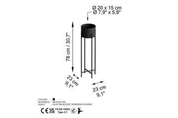 Dekorativ potte Mirven Svart 23 x 23 x 78 cm - 23 x 23 x 78 cm - Hagemøbler & utemiljø - Balkong & terrasse - Balkongdyrking
