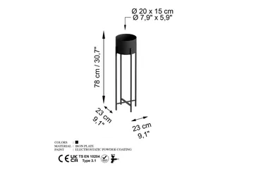 Dekorativ potte Mirven Svart 23 x 23 x 78 cm - 23 x 23 x 78 cm - Hagemøbler & utemiljø - Balkong & terrasse - Balkongdyrking