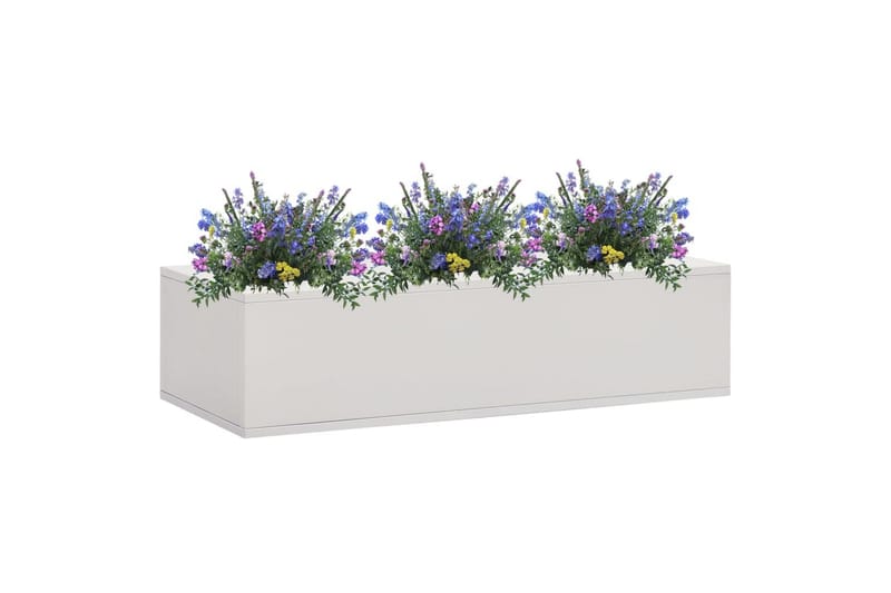 Blomsterkasse for kontor lysegrå 90x40x23 cm stål - Grå - Utepotter - Blomsterkasser