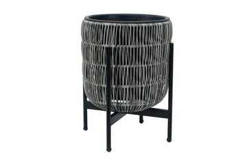 Blomsterkrukke Wicker på stativ 30x30xH38 cm Grå - Interiør - Dekorasjon & innredningsdetaljer - Krukker - Utepotter