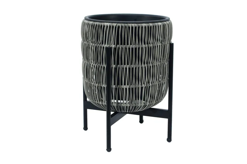 Blomsterkrukke Wicker på stativ 30x30xH38 cm Grå - Interiør - Dekorasjon & innredningsdetaljer - Krukker - Utepotter