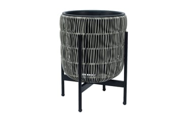 Blomsterkrukke Wicker på stativ 30x30xH38 cm Grå - Interiør - Dekorasjon & innredningsdetaljer - Krukker - Utepotter