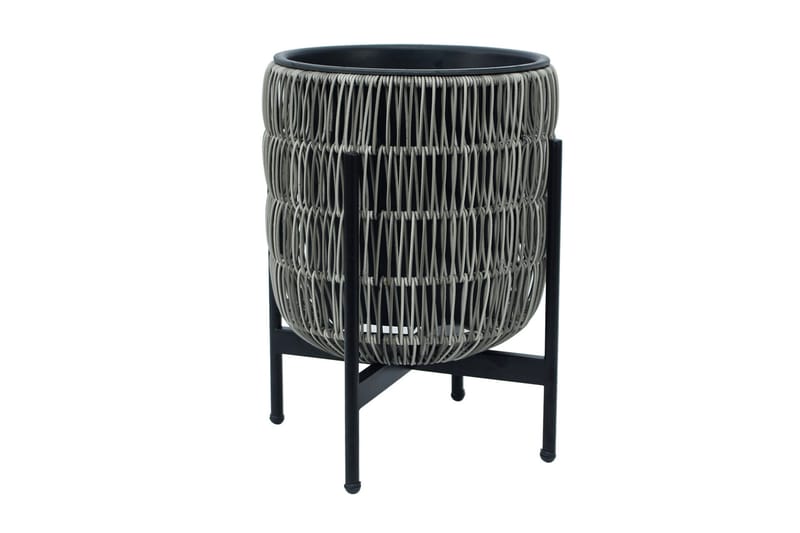Blomsterkrukke Wicker på stativ 30x30xH38 cm Grå - Interiør - Dekorasjon & innredningsdetaljer - Krukker - Utepotter