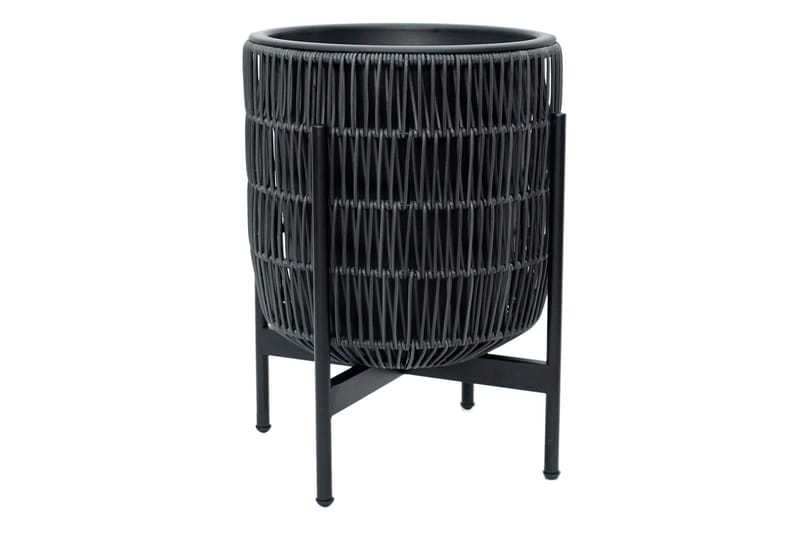 Blomsterkrukke Wicker på stativ 38x38xH49 cm Svart - Interiør - Dekorasjon & innredningsdetaljer - Krukker - Utepotter