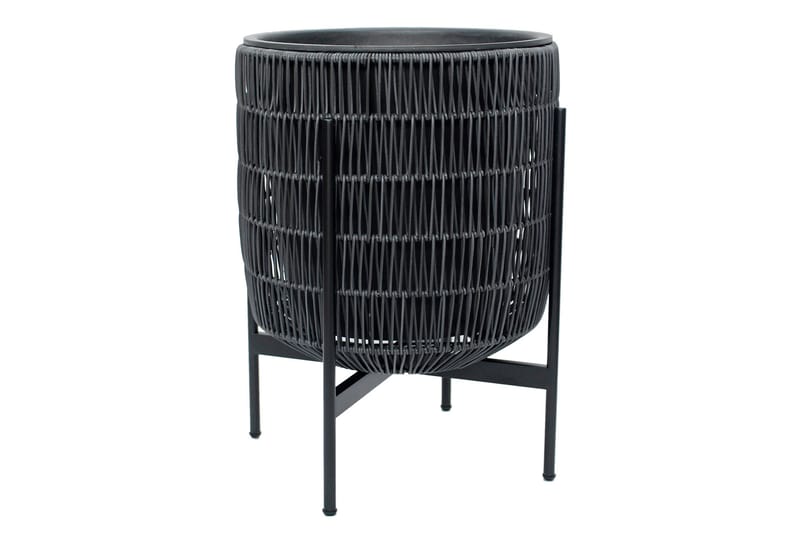 Blomsterkrukke Wicker på stativ 38x38xH49 cm Svart - Interiør - Dekorasjon & innredningsdetaljer - Krukker - Utepotter