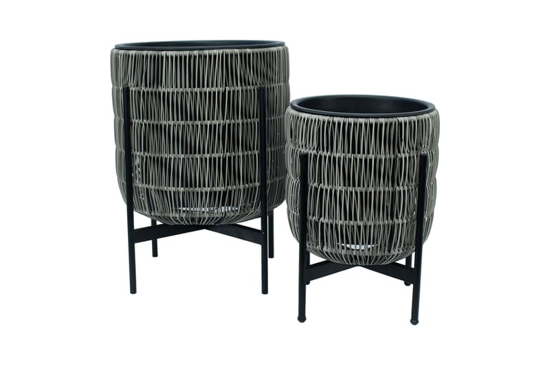 Blomsterkrukke Wicker på stativ 38x38xH49 cm Grå - Interiør - Dekorasjon & innredningsdetaljer - Krukker - Utepotter