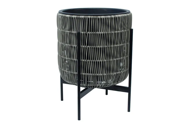 Blomsterkrukke Wicker på stativ 38x38xH49 cm Grå - Interiør - Dekorasjon & innredningsdetaljer - Krukker - Utepotter