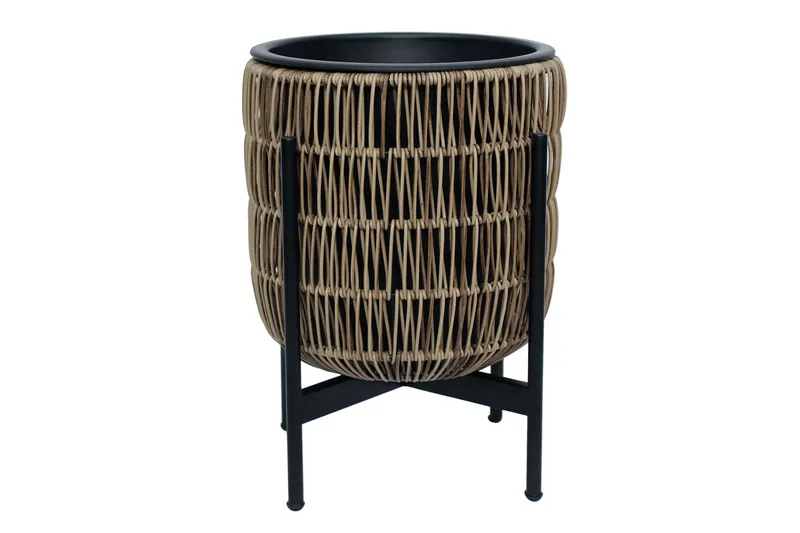 Blomsterkrukke Wicker på stativ 30x30xH38 cm Lysebrun - Interiør - Dekorasjon & innredningsdetaljer - Krukker - Utepotter