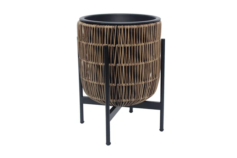 Blomsterkrukke Wicker på stativ 30x30xH38 cm Lysebrun - Interiør - Dekorasjon & innredningsdetaljer - Krukker - Utepotter