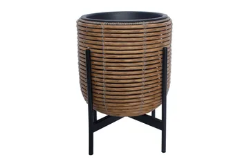 Blomsterkrukke Wicker på stativ 30x30xH38 cm Brun - Interiør - Dekorasjon & innredningsdetaljer - Krukker - Utepotter
