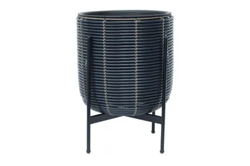 Blomsterkrukke Wicker på stativ 38x38xH49 cm Svart - Interiør - Dekorasjon & innredningsdetaljer - Krukker - Utepotter