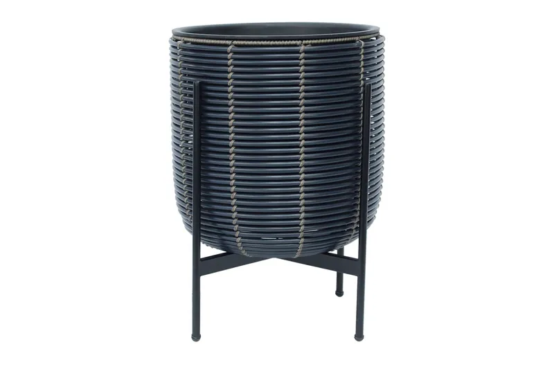Blomsterkrukke Wicker på stativ 38x38xH49 cm Svart - Interiør - Dekorasjon & innredningsdetaljer - Krukker - Utepotter
