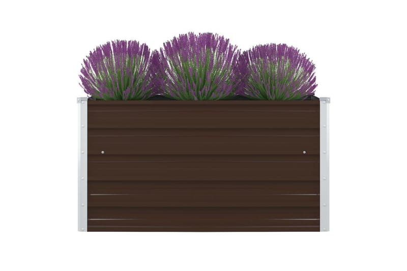 Forhøyet plantekasse 100x100x45 cm galvanisert stål brun - Utepotter - Blomsterkasser