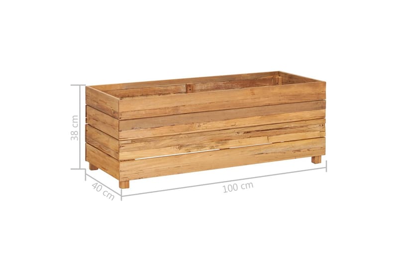 Høybed 100x40x38 cm resirkulert teak og stål - Utepotter - Blomsterkasser