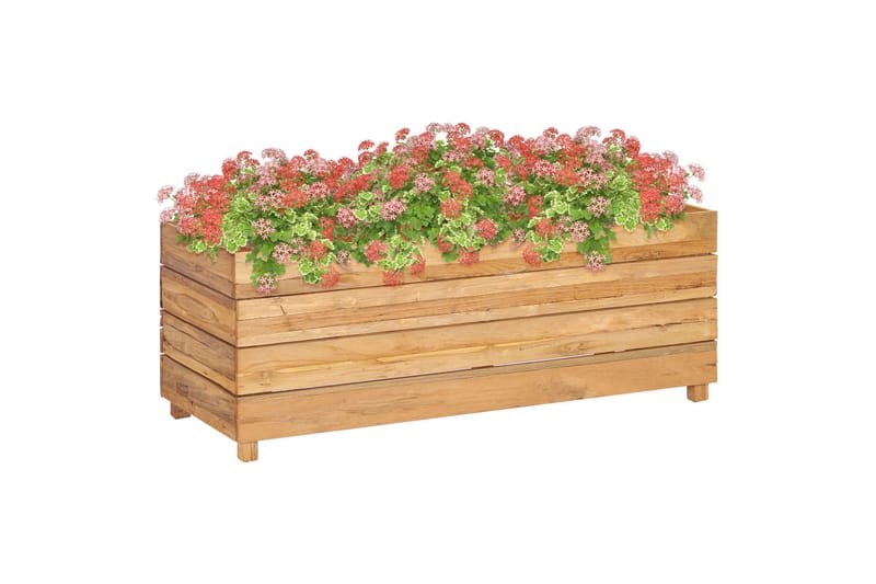 Høybed 100x40x38 cm resirkulert teak og stål - Utepotter - Blomsterkasser