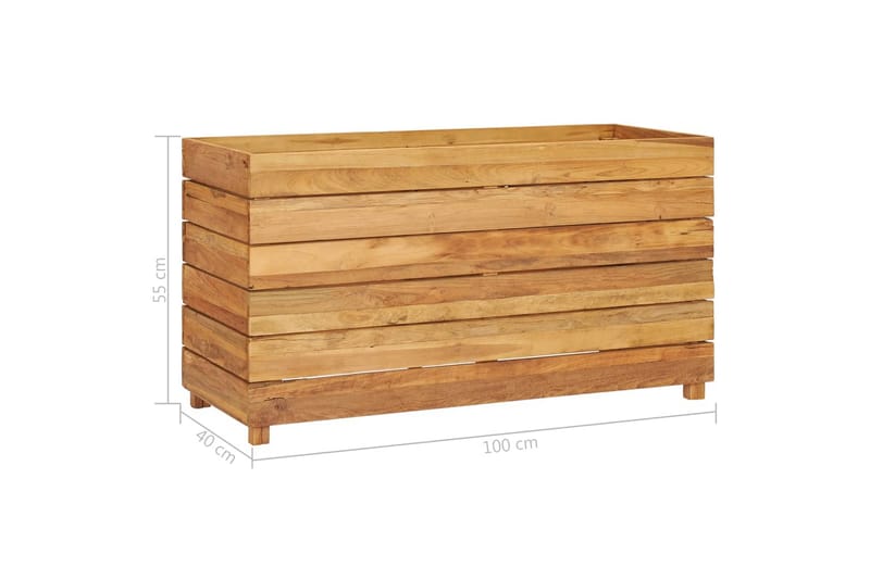 Høybed 100x40x55 cm resirkulert teak og stål - Utepotter - Blomsterkasser