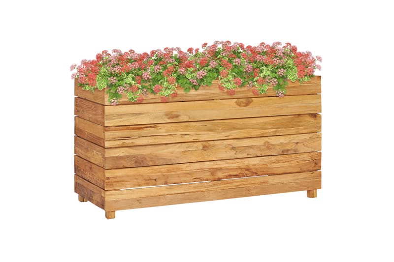 Høybed 100x40x55 cm resirkulert teak og stål - Utepotter - Blomsterkasser