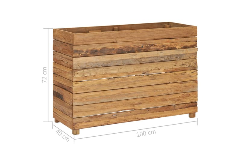 Høybed 100x40x72 cm resirkulert teak og stål - Utepotter - Blomsterkasser