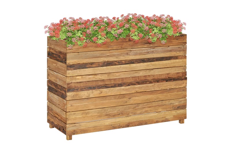 Høybed 100x40x72 cm resirkulert teak og stål - Utepotter - Blomsterkasser