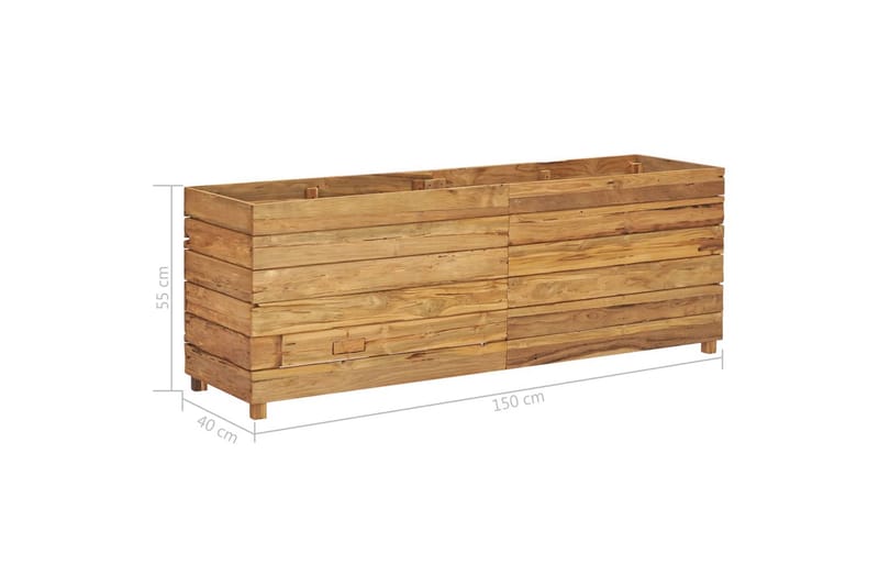 Høybed 150x40x55 cm resirkulert teak og stål - Blomsterkasser - Utepotter