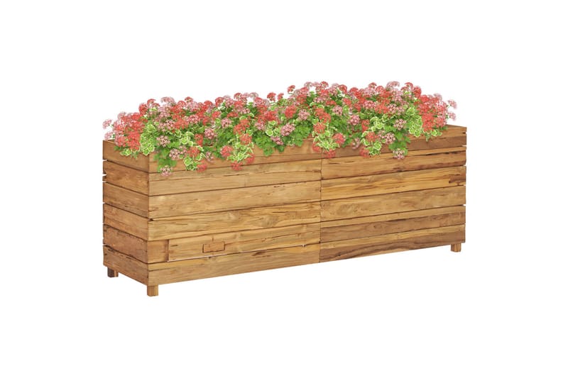 Høybed 150x40x55 cm resirkulert teak og stål - Utepotter - Blomsterkasser